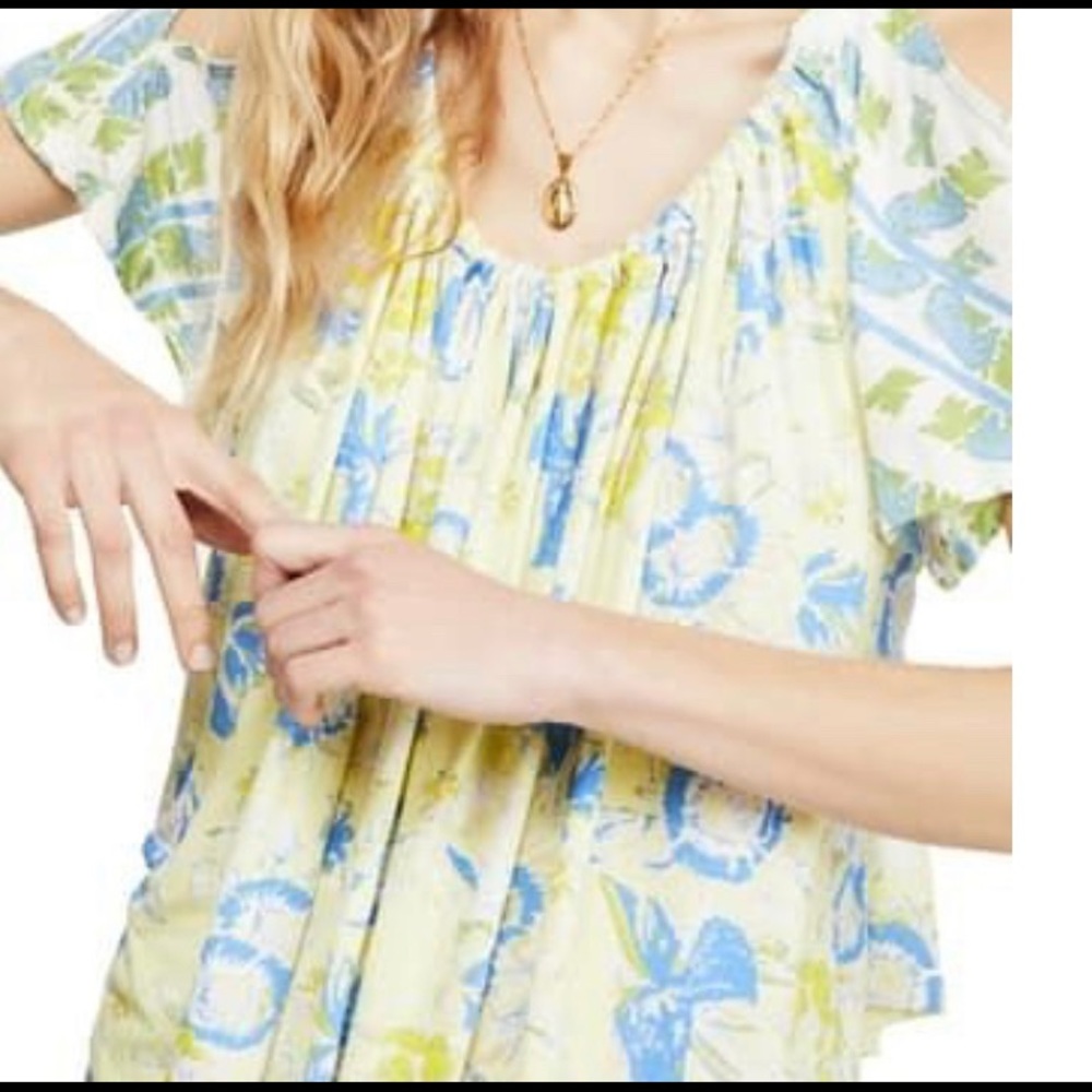Free People Baja Babe Cold Shoulder Blouse New